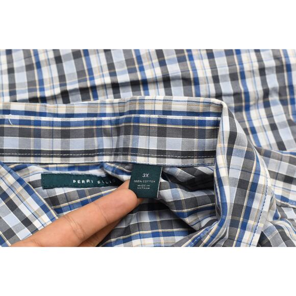 Men's Perry Ellis Plaid Button Down Shirt Big & Tall Size 3X Long Sleeve - Picture 2 of 8